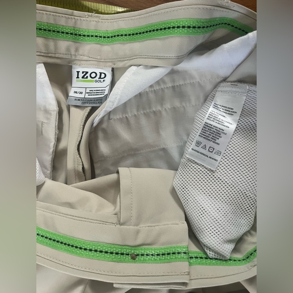 Izod Golf Cream Stonedust Chinos Slim Fit Men’s 36Wx30L Short Sport Casual Pants - Picture 9 of 11